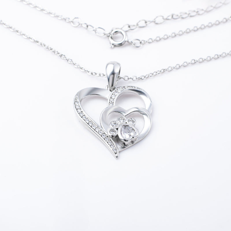 Silver Dog's Paw Love Necklace