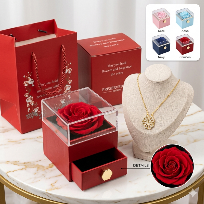 Rotating Soap Flower Rose Gift Box Creative Rotating Rose Jewelry Packaging Box Valentine's Day Gift